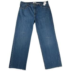 Abercrombie & Fitch The 90’s Relaxed Jean High Raw Hem Medium Wash NWT size 18